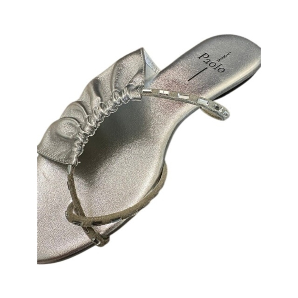 NWT Linea Paolo Lane2-L Silver Micro Suede Crystal Embellished Slide Sandal 8.5 - Picture 6 of 10